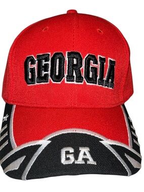 New Georgia Embroidered Red Baseball Cap -